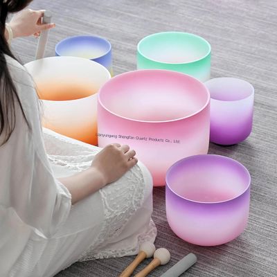 Pure Quartz Crystal Singing Bowl Set with Digital Musical Scale for Harmonic Resonance and Meditation