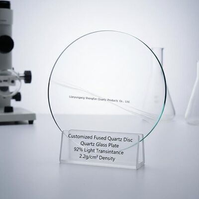 Niestandardowa płytka kwarcowa ze stopieniem o 92% przepuszczalności światła 2,2 g/cm3 Gęstość i temperatura pracy 1150°C