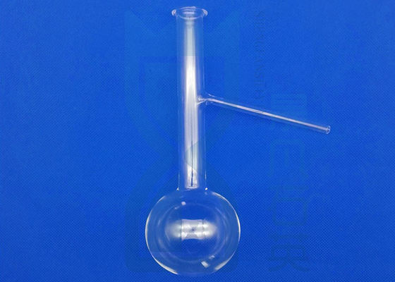 Przezroczysta, wąska szyjka okrągłodenna ze szkła kwarcowego do laboratorium